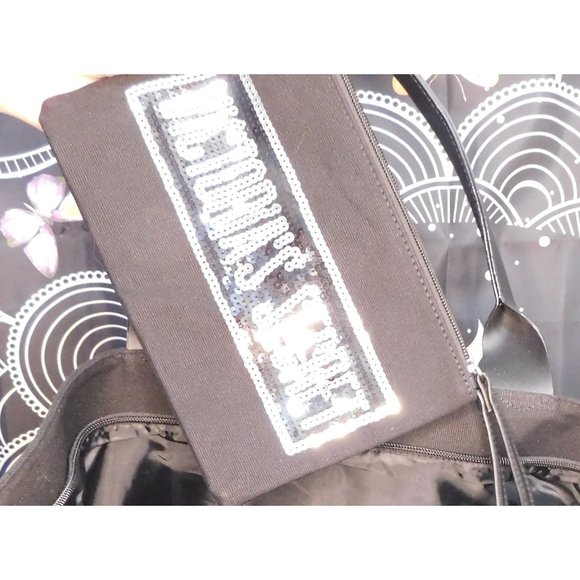 Victoria's Secret Black And Silver Sequin Tote With Wristlet - Picture 3 of 8